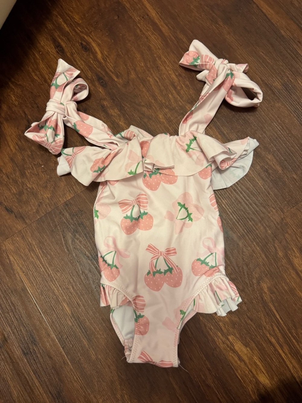 Cecil and Lou 18M  Pink Strawberry One-Piece Swimsuit with Ruffle Straps